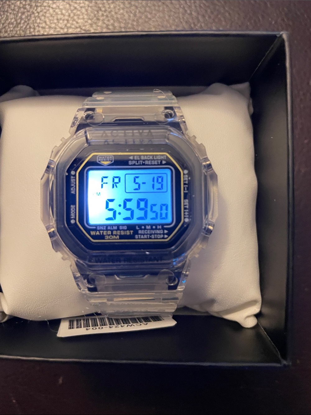 Ativa Transparent Case Digital Watch with Blue Backlit Display by Invicta